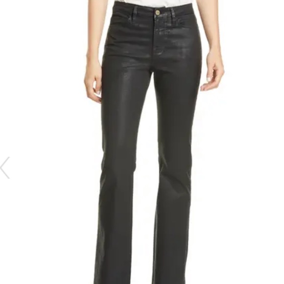 NWT Frame Black Coated Leather Like Jeans - Picture 5 of 6